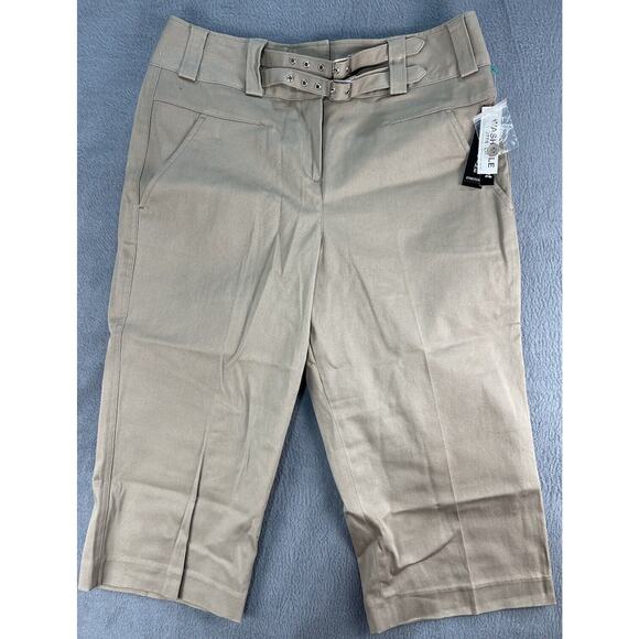 NWT Larry Levine Womens Tan Casual Stretch Cropped Pants Size 10 - Picture 1 of 10